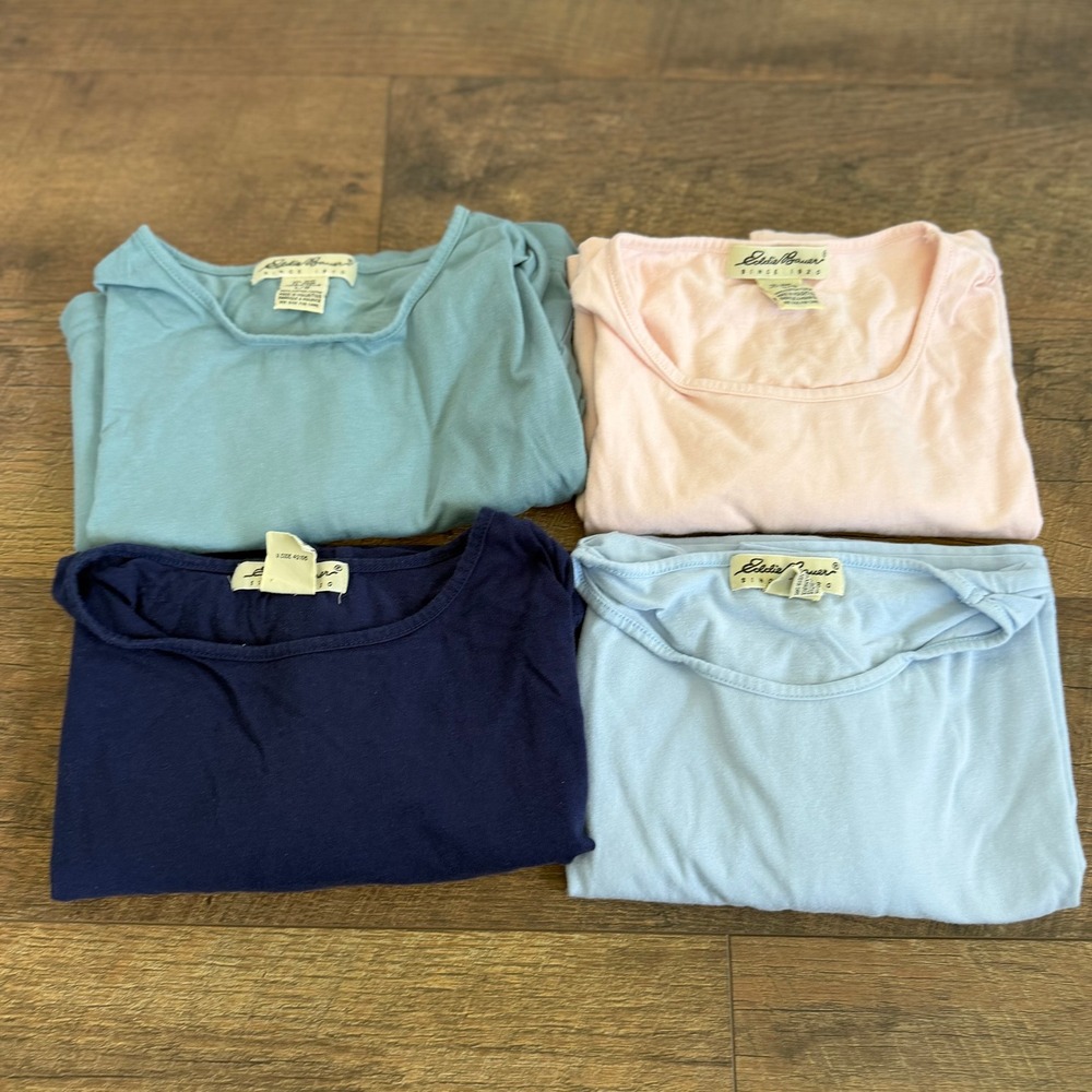 Vintage 90s Eddie Bauer Bundle 4 Cotton Tees Pastels Women's‎ Size L
